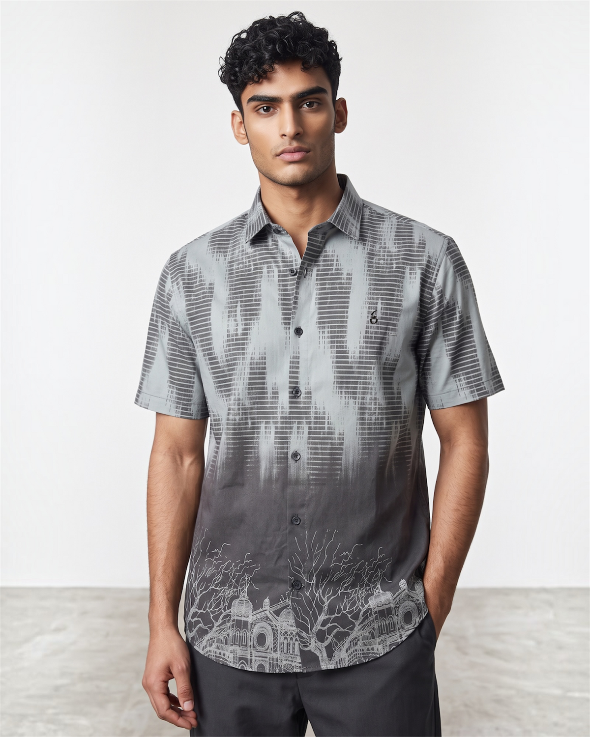 Half sleeve bottom print shirt